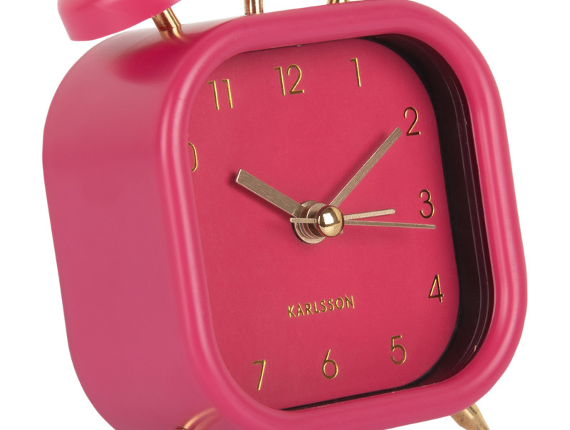 Present Time Alarm Clock Metallic Glam Square - KA5921DP Dark Pink