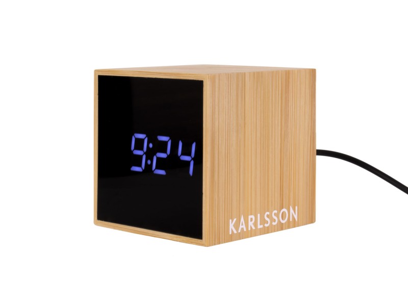 present time Alarm Clock Mini Cube Bamboo - KA5723 Bamboo