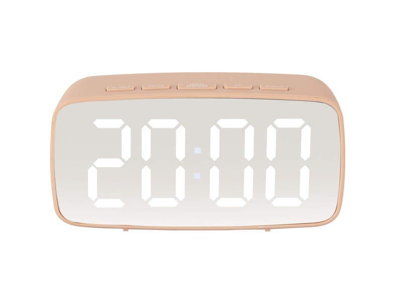 Present Time Alarm Clock Mirror LED Oval - KA5876PI Faded Pink