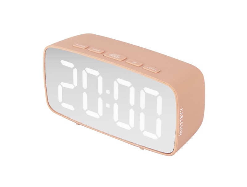 present time Alarm Clock Mirror LED Oval - KA5876PI Faded pink