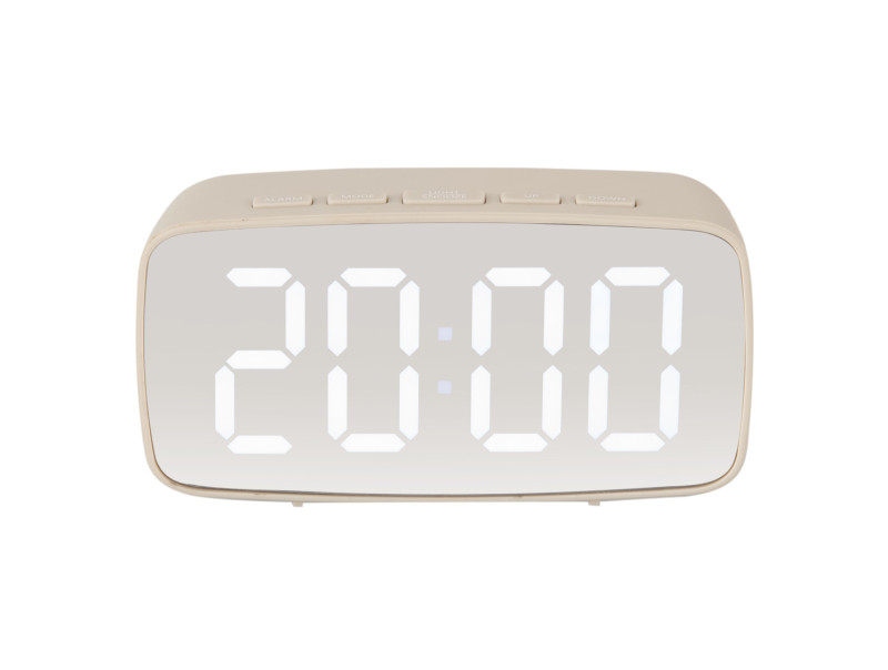 Present Time Alarm Clock Mirror LED Oval - KA5876WG Warm Grey