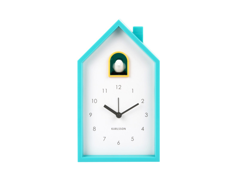 Present Time Alarm Clock Modern Cuckoo - KA6015BB Turquoise Blue