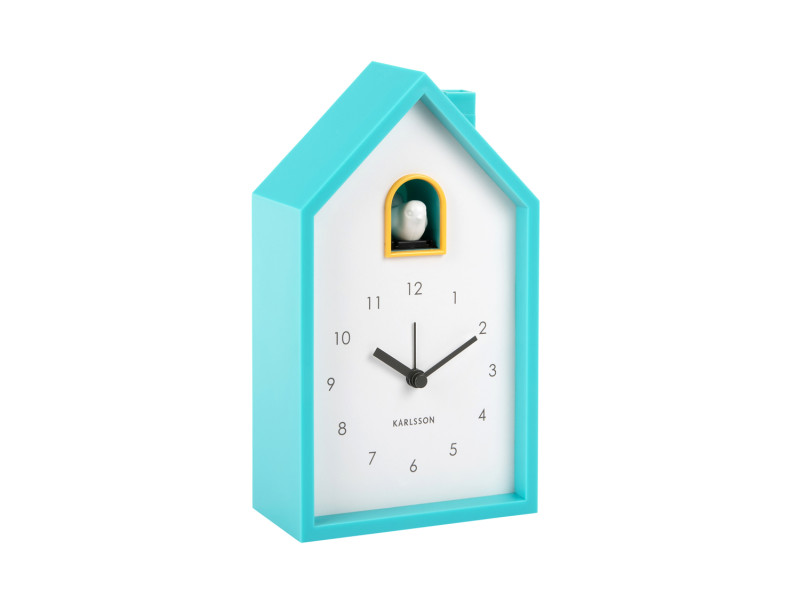 Present Time Alarm Clock Modern Cuckoo - KA6015BB Turquoise Blue