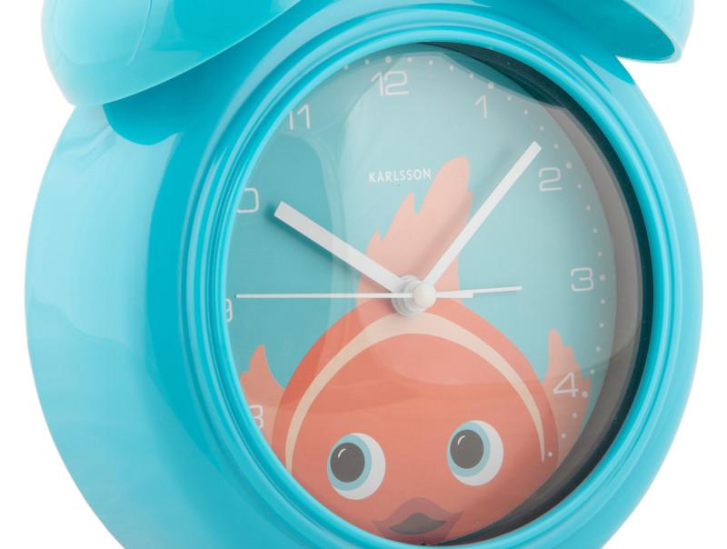 Present Time Alarm Clock Peekaboo Goldfish - KA5980LB Light Blue