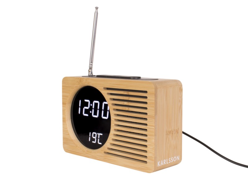 present time Alarm Clock Retro Radio Bamboo - KA5719 Bamboo
