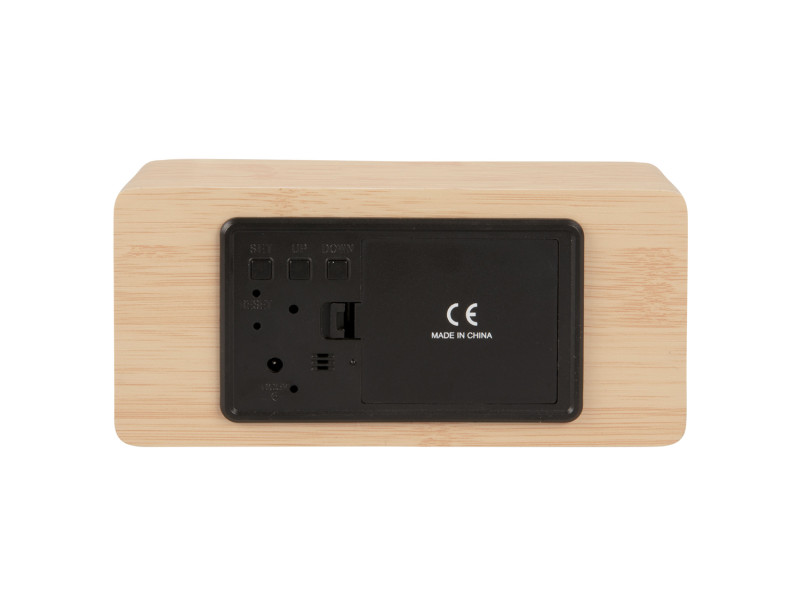 Present Time Alarm Clock Silver Mirror LED - KA5879WD Light Wood