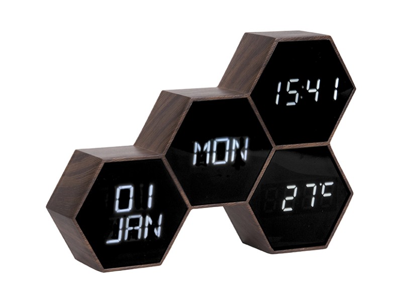 Present Time Alarm Clock Six In The Mix - KA5805WD Dark Wood