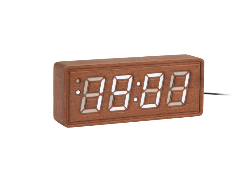 present time Alarm Clock Solid Wood Engraved - KA6024DW Dark wood