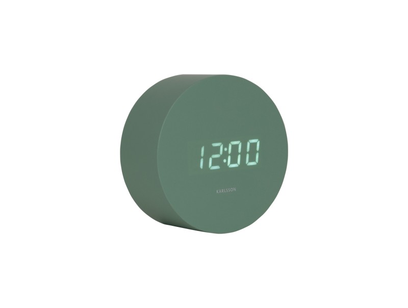 Present Time Alarm Clock Spry Round - KA5981GR Grayed Jade