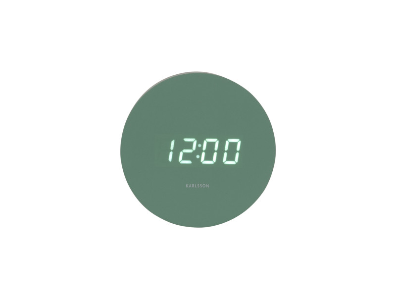 Present Time Alarm Clock Spry Round - KA5981GR Grayed Jade