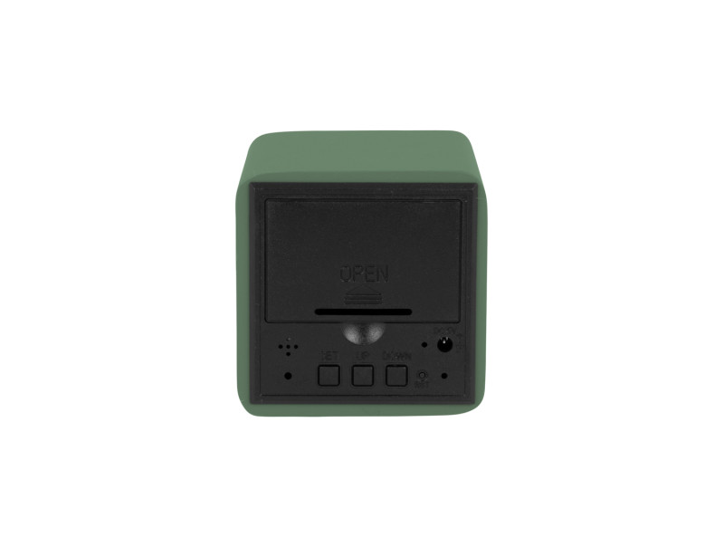 Present Time Alarm Clock Spry Square - KA5982GR Grayed Jade