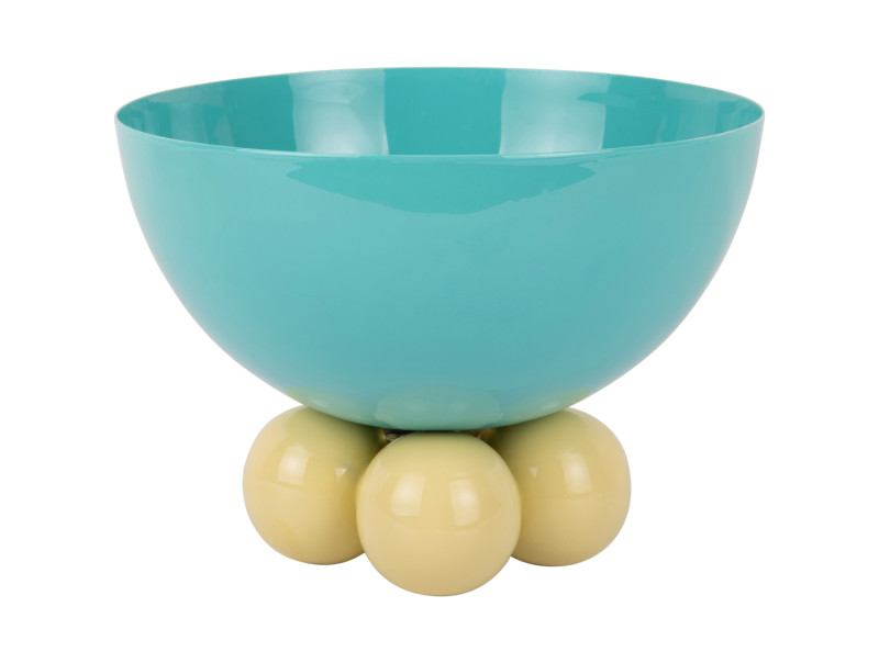 Present Time Bowl Double Funky Large - PT4252BL Turquoise Blue & Soft Yellow
