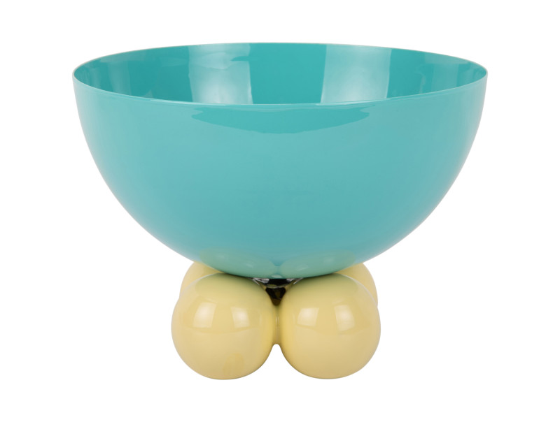 present time Bowl Double Funky Large - PT4252BL Turquoise blue & soft yellow