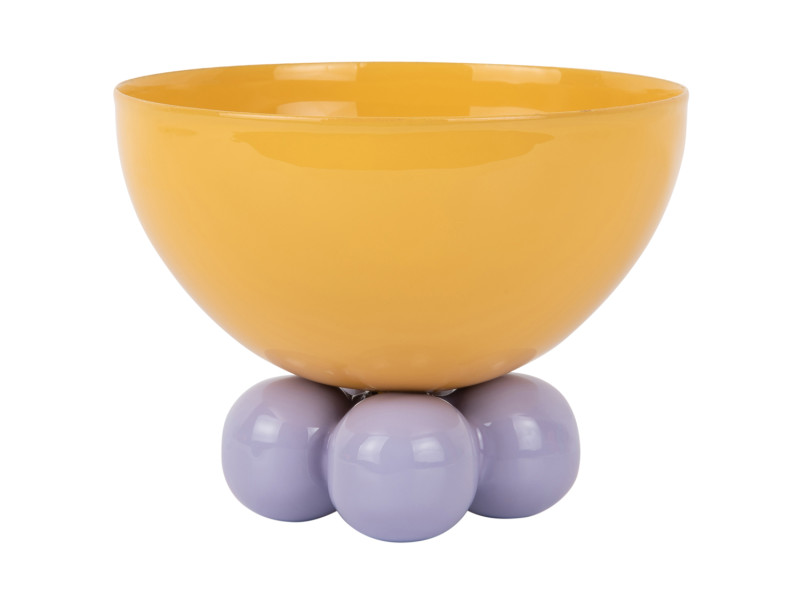 Present Time Bowl Double Funky Medium - PT4251BY Bright Yellow & Soft Purple