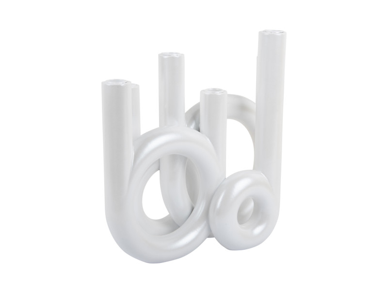 Present Time Candle Holder Rings Large - PT4157WH Metallic White