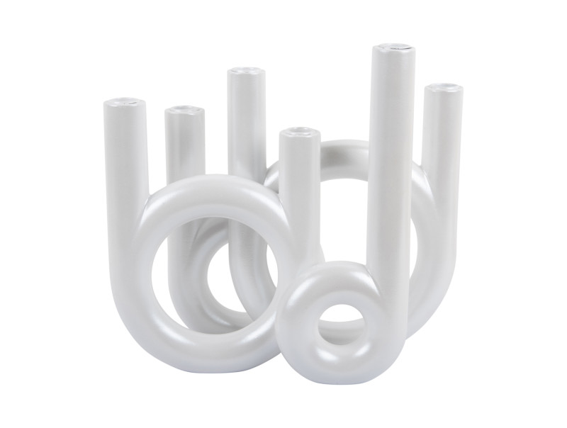 present time Candle Holder Rings Large - PT4157WH Metallic white