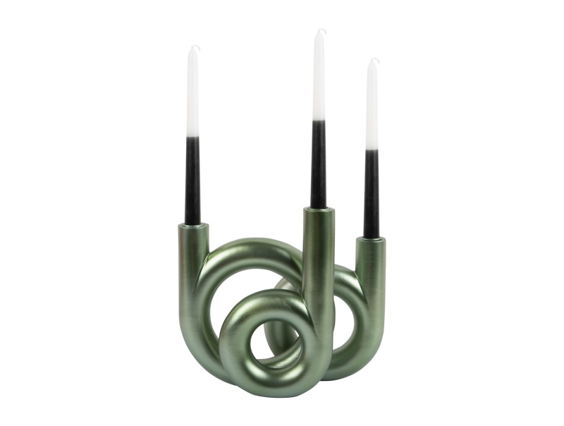 Present Time Candle Holder Rings Medium - PT4156GR Metallic Jungle Green