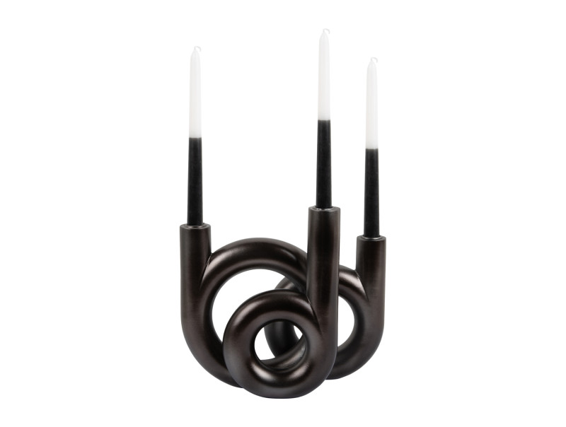 Present Time Candle Holder Rings Medium - PT4156GY Metallic Dark Grey