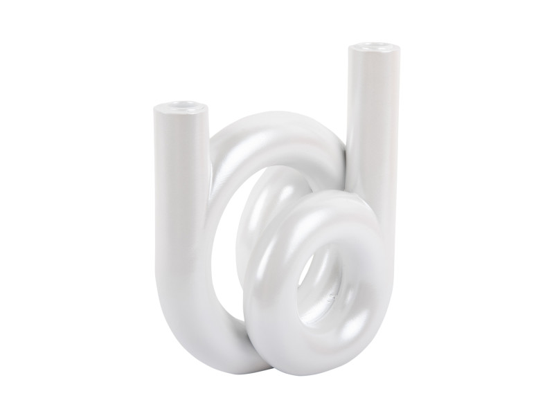 Present Time Candle Holder Rings Medium - PT4156WH Metallic White