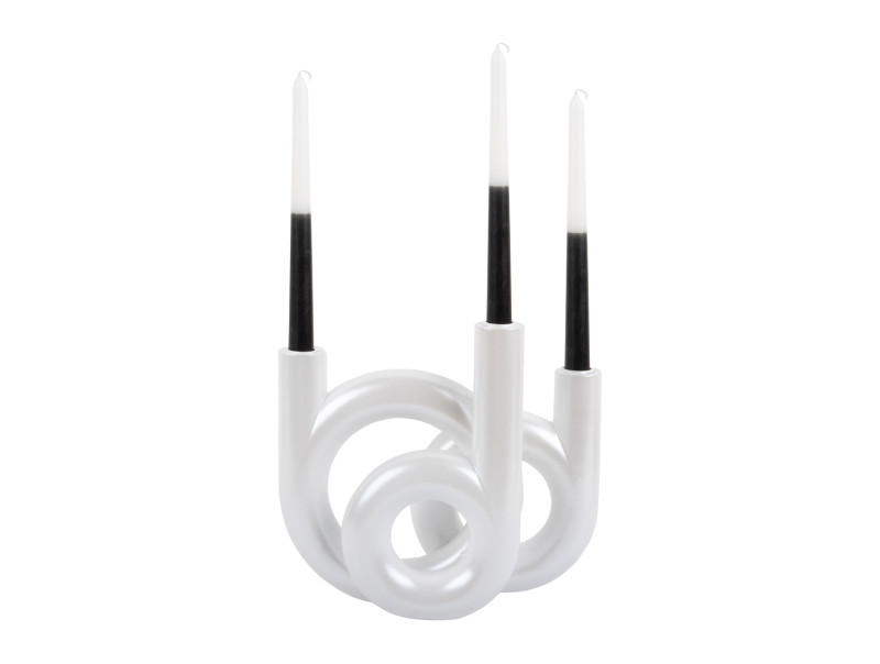 Present Time Candle Holder Rings Medium - PT4156WH Metallic White