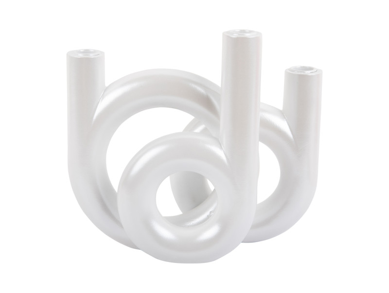 present time Candle Holder Rings Medium - PT4156WH Metallic white