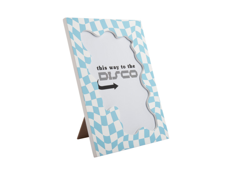 Present Time Photo Frame Wave Checker Large - PT4168BL Soft Blue