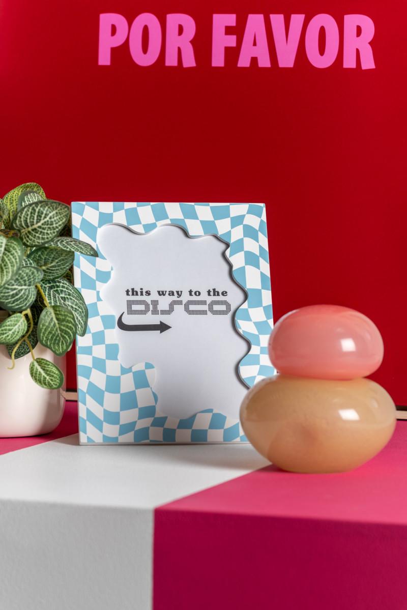 Present Time Photo Frame Wave Checker Large - PT4168BL Soft Blue