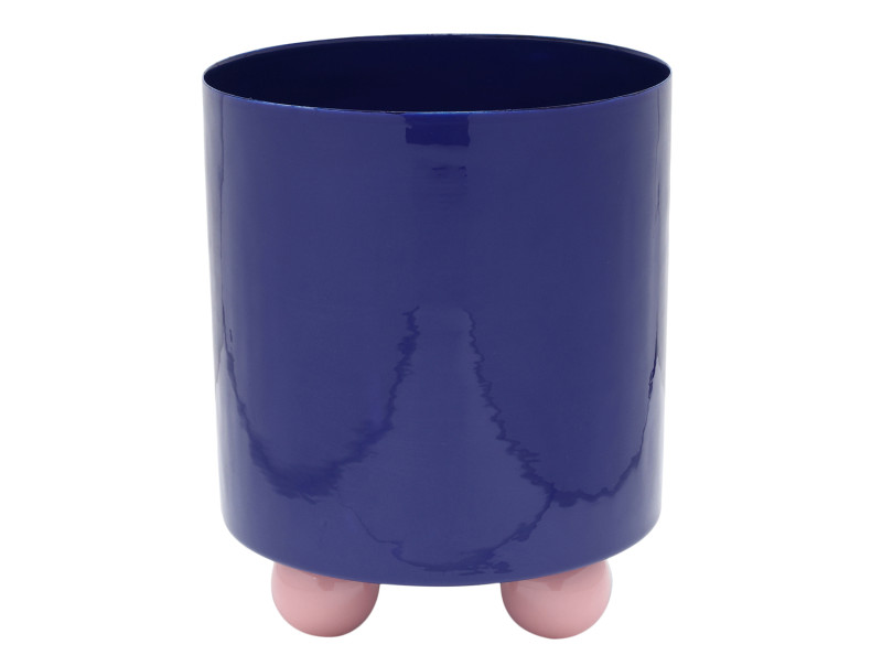 present time Plant Pot Double Funky Large - PT4317BL Cobalt blue & soft pink