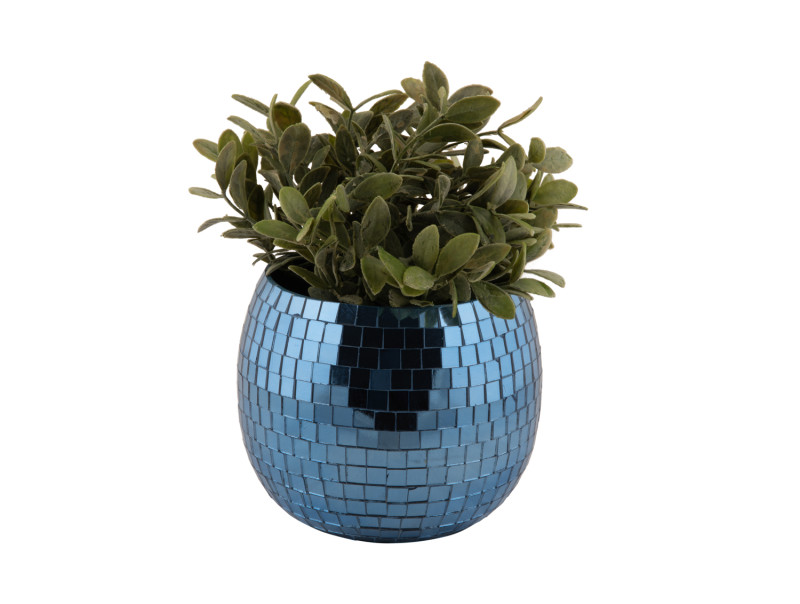 Present Time Plant Pot Mirror Globe - PT4224BL Dark Blue