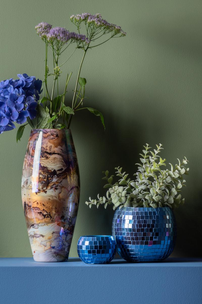 Present Time Plant Pot Mirror Globe - PT4224BL Dark Blue