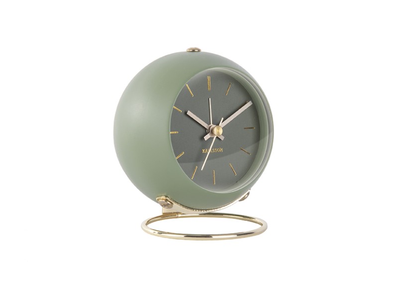 Present Time Alarm Clock Globe - KA5833GR Moss Green