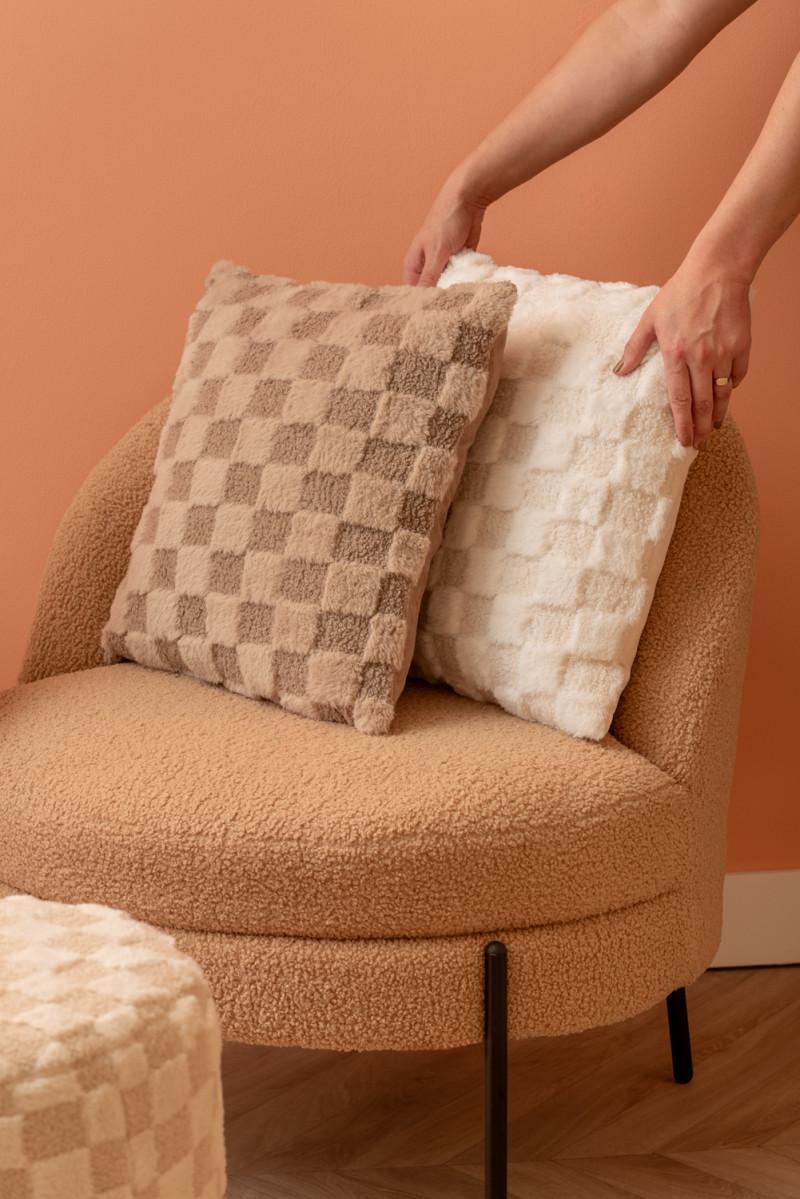 Present Time Cushion Checker - PT4236WH Off White