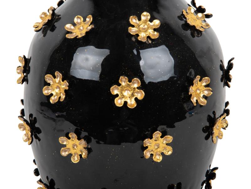 Present Time Vase Golden Flowers - PT4208BK Black