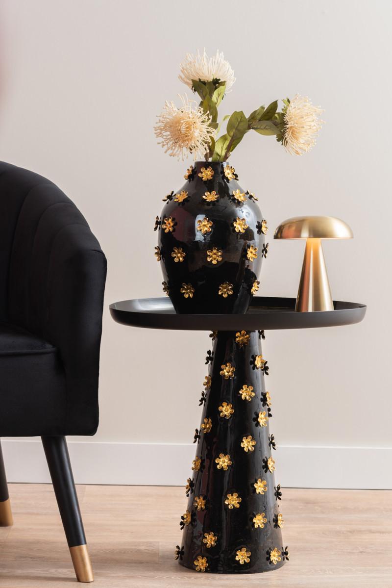 Present Time Vase Golden Flowers - PT4208BK Black