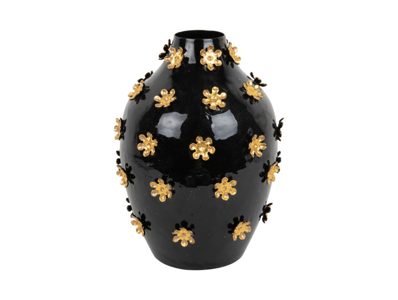 present time Vase Golden Flowers - PT4208BK Black