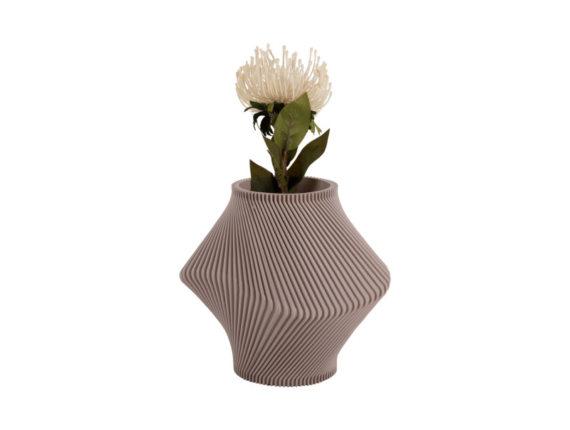 Present Time Vase Twisted Rib - PT4292WG Warm Grey