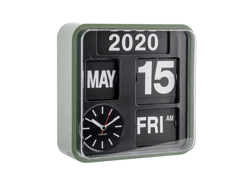 present time Wall Clock Mini Flip - KA5364GR Green