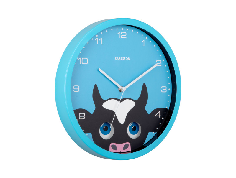 Present Time Wall Clock Peekaboo Cow - KA5997BL Blue