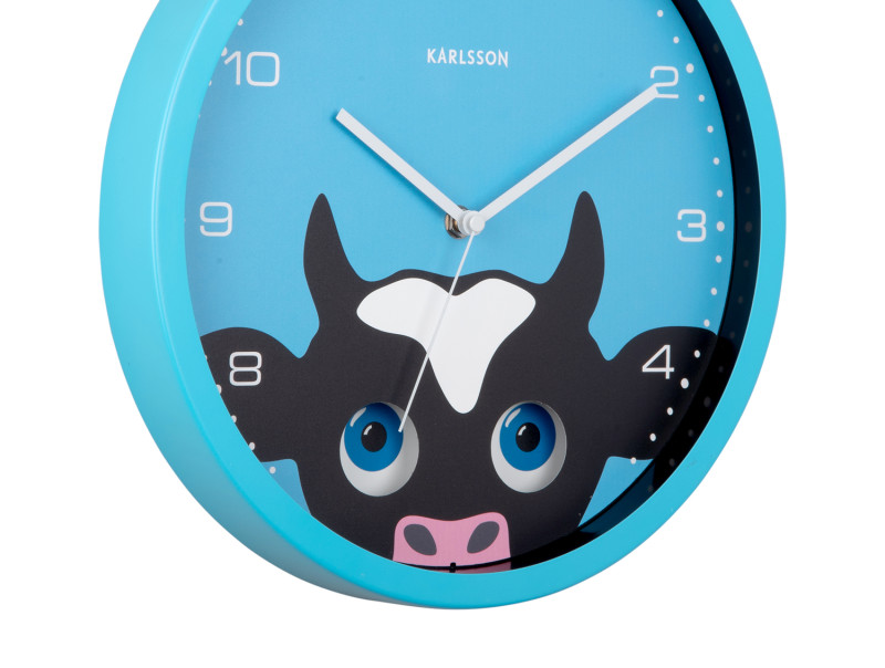 Present Time Wall Clock Peekaboo Cow - KA5997BL Blue