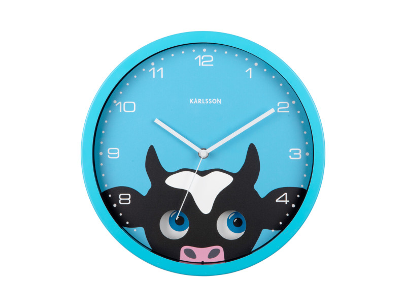 present time Wall Clock Peekaboo Cow - KA5997BL Blue