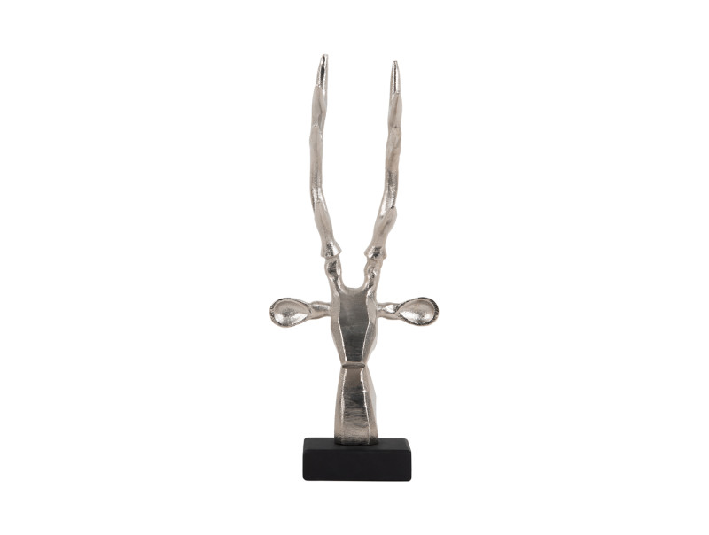 Present Time Statue Reindeer Head - PT4155SI Brushed Silver
