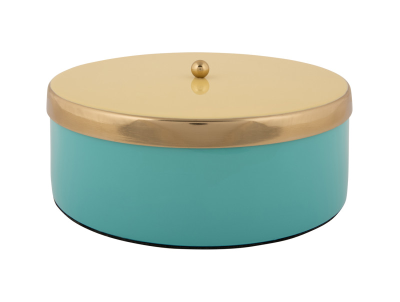 Present Time Storage Box Double Funky Large - PT4254BL Turquoise Blue & Soft Yellow