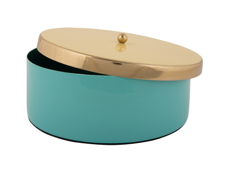 Present Time Storage Box Double Funky Large - PT4254BL Turquoise Blue & Soft Yellow