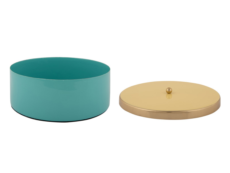 Present Time Storage Box Double Funky Large - PT4254BL Turquoise Blue & Soft Yellow