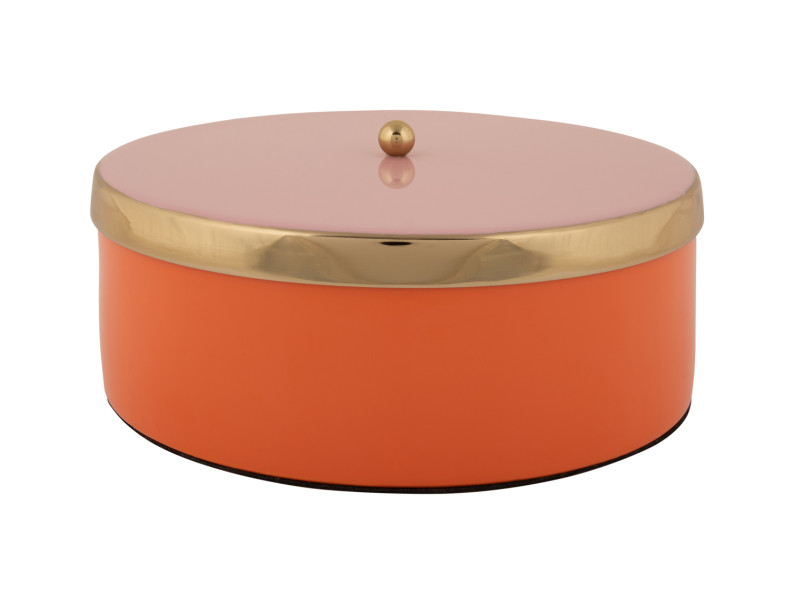 present time Storage Box Double Funky Large - PT4254OR Bright orange & soft pink