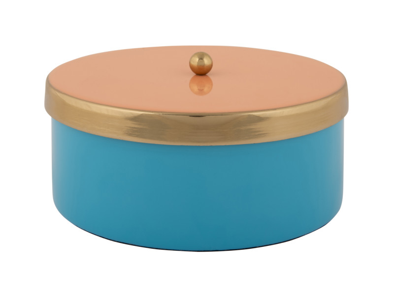Present Time Storage Box Double Funky Medium - PT4253BL Aqua Blue & Peach Orange