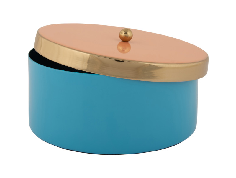 Present Time Storage Box Double Funky Medium - PT4253BL Aqua Blue & Peach Orange