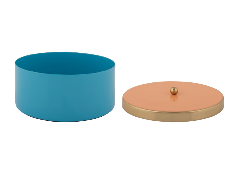 Present Time Storage Box Double Funky Medium - PT4253BL Aqua Blue & Peach Orange