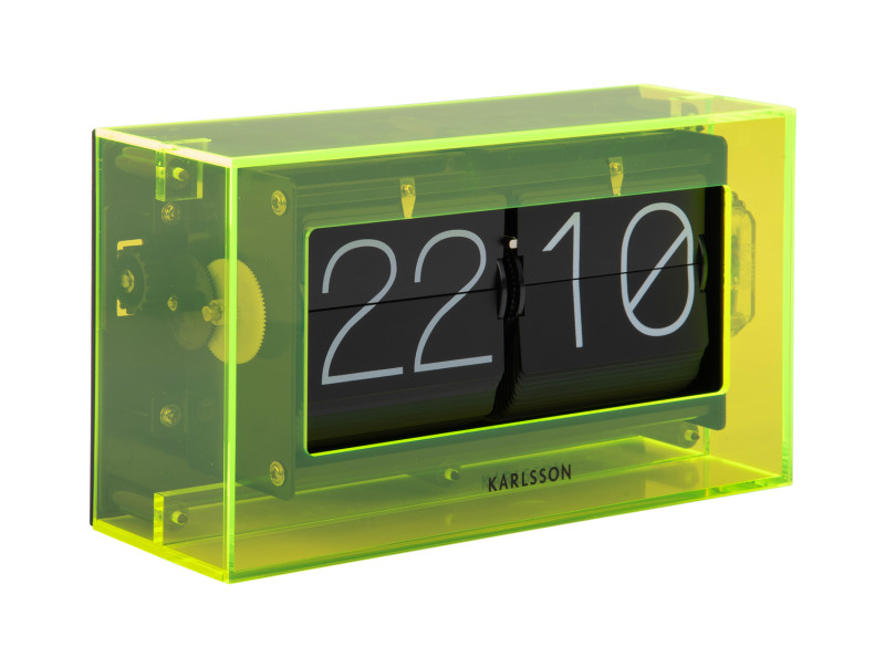 Present Time Table Clock Boxed Flip - KA5976YE Neon Yellow