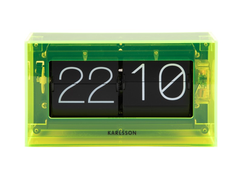 present time Table clock Boxed Flip - KA5976YE Neon yellow